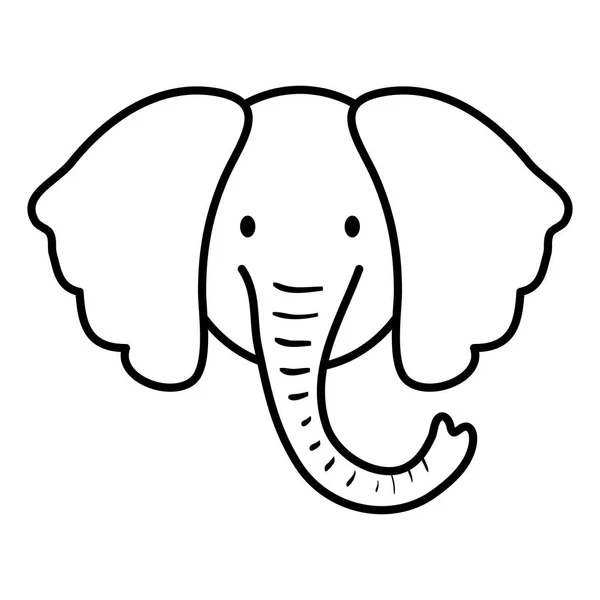 Schattig olifant hoofd kinderachtig karakter — Stockvector