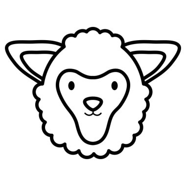 sevimli koyun kafası çocuksu karakter