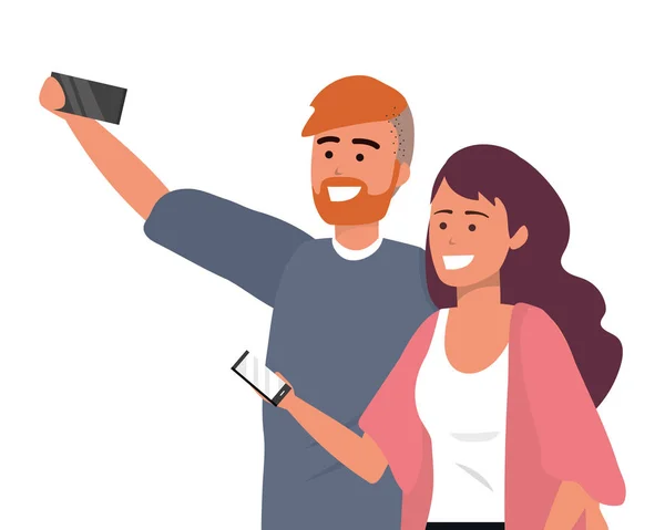 Millennial couple date selfie — Stock Vector