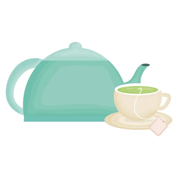 Delicious tea cup and teapot — Stock Vector