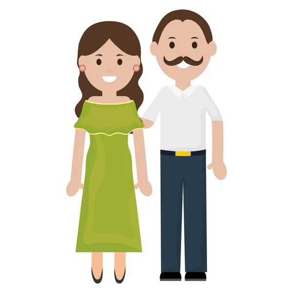 Traditional mexicans couple characters — Stock Vector