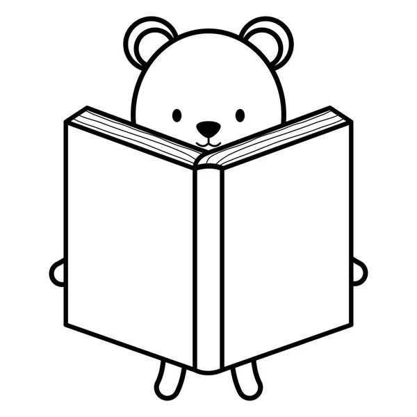 Милий полярний ведмідь читає книжковий персонаж — стоковий вектор