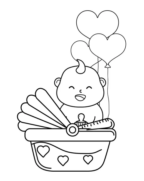 Mignon bébé douche dessin animé — Image vectorielle