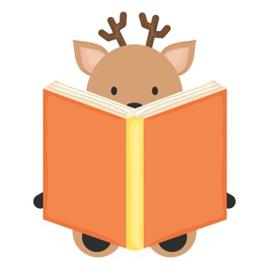 sevimli reindeer okuma kitabı karakteri