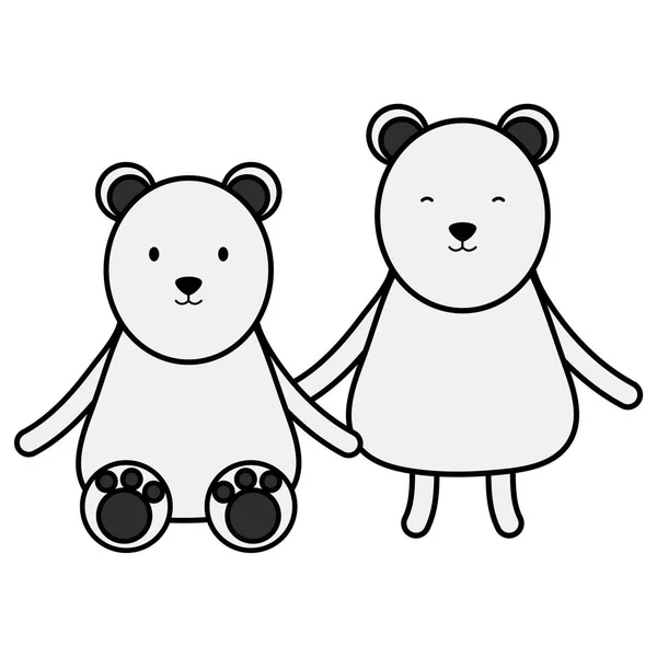 Cute polar bears couple childish characters — Stock Vector