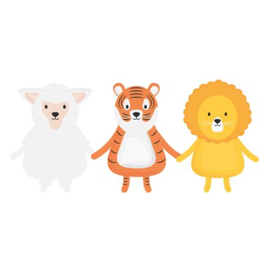 sevimli grup hayvanlar çocukça karakterler