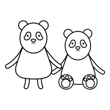 sevimli ayılar pandalar çift çocuksu karakterler