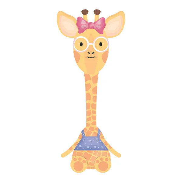 Mignon girafe féminine caractère enfantin — Image vectorielle