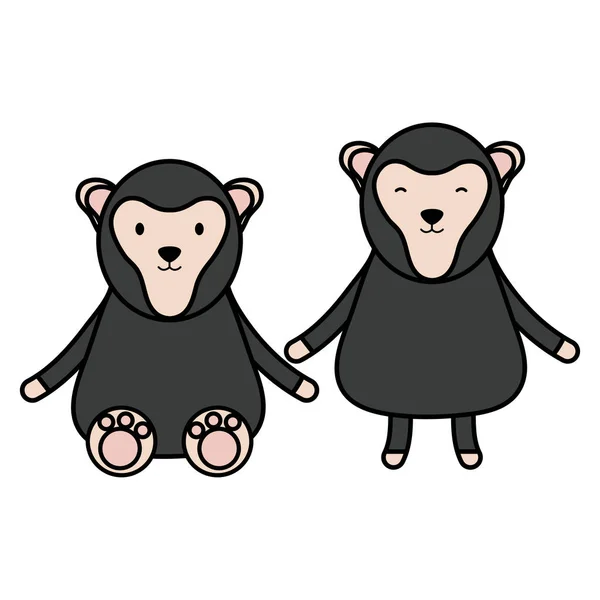 Słodkie małpy kilka znaków dziecinne — Wektor stockowy