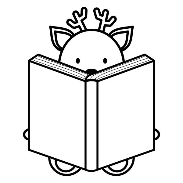 Милий персонаж книги для читання оленів — стоковий вектор