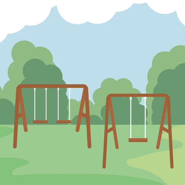 Balançoire bois dans le parc — Image vectorielle