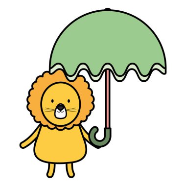 şemsiye çocuksu karakter ile sevimli aslan