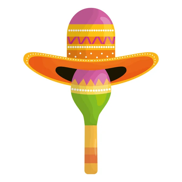 Maraca mit mexikanischem Hut — Stockvektor
