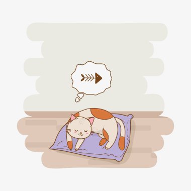 sevimli küçük pisi maskot karakter