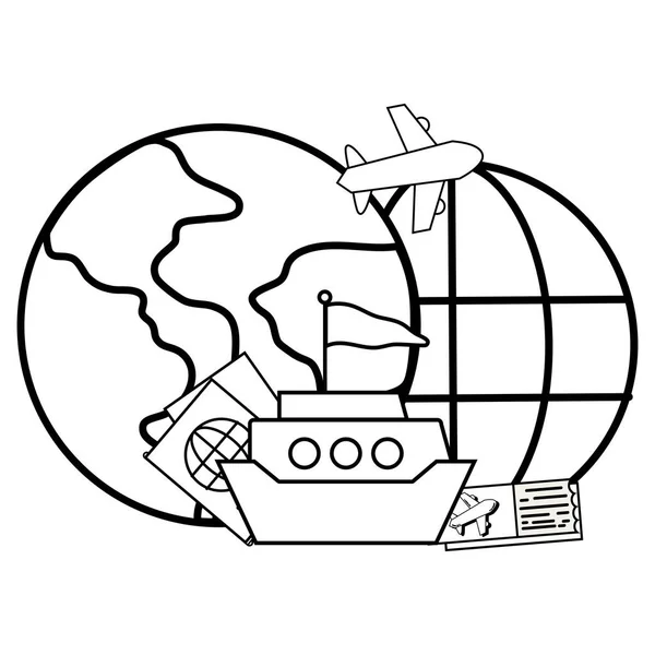 Globus z łodzi — Wektor stockowy