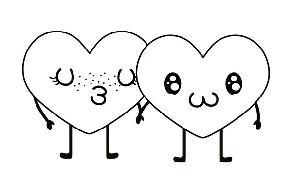 Amor coração casal desenhos animados — Vetor de Stock
