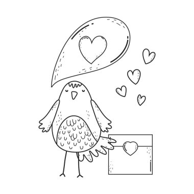 Zarf güzel karakter ile sevimli küçük kuş