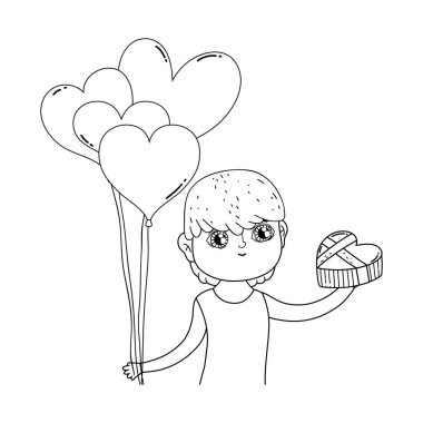 baloncukları helyum ile genç Sevimli sevgilisi çocuk