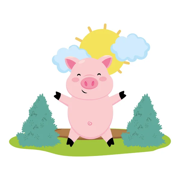 农场里的猪 — 图库矢量图片
