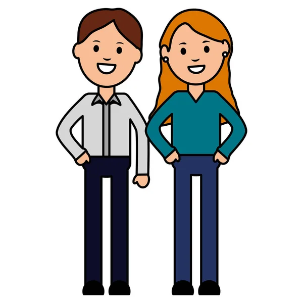 Jeune couple avatars personnages — Image vectorielle