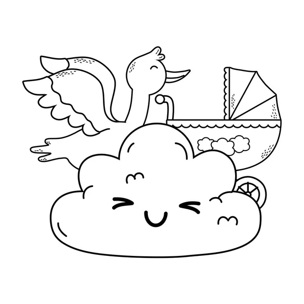 可爱的婴儿淋浴卡通 — 图库矢量图片