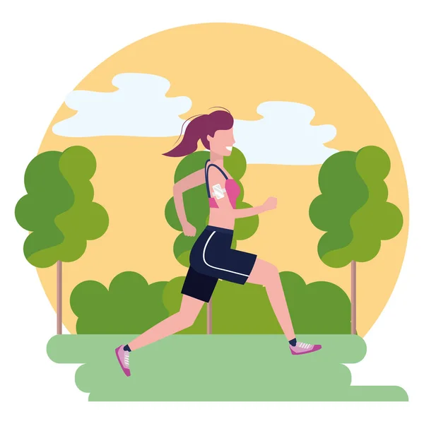 Femme courir avec des vêtements de sport — Image vectorielle