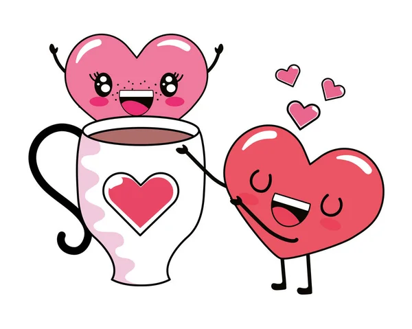 Láska srdce pár kreslených — Stockový vektor