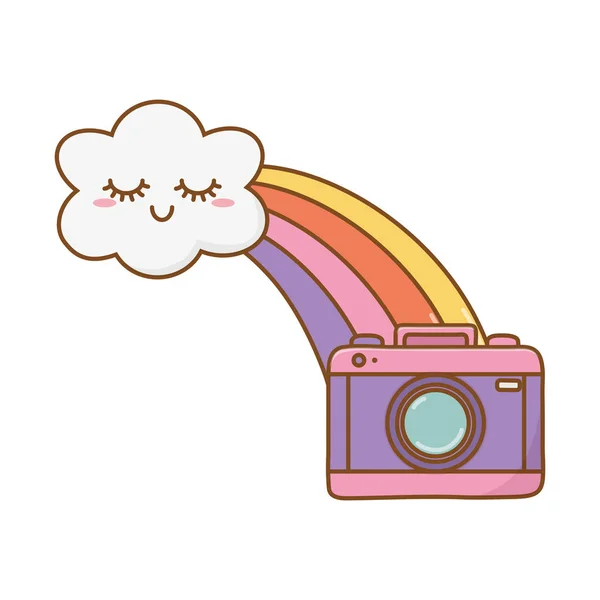 Nube con arco iris y cámara — Archivo Imágenes Vectoriales