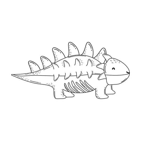 Schattige dinosaurus karakter icoon — Stockvector