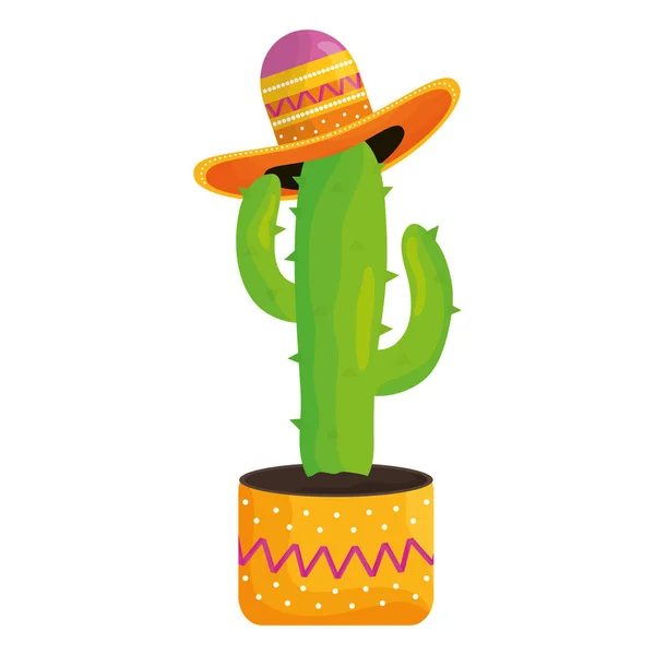 Cactus plant met Mexicaanse hoed — Stockvector