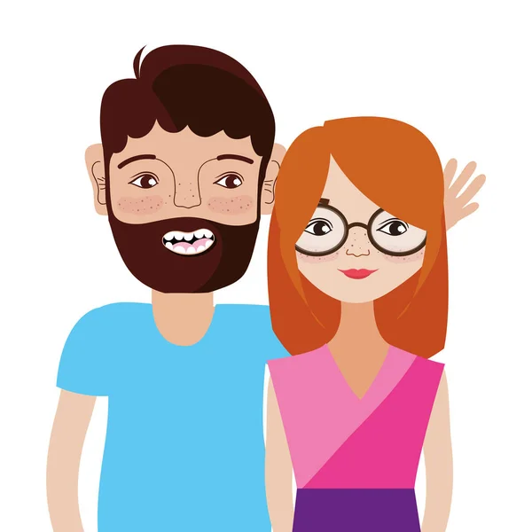 Pareja joven dibujos animados — Vector de stock