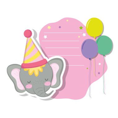 parti şapka ile sevimli ve küçük fil