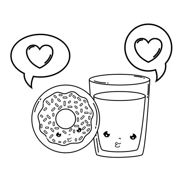 Ποτήρι γάλακτος με χαρακτήρα ντόνατ — Διανυσματικό Αρχείο