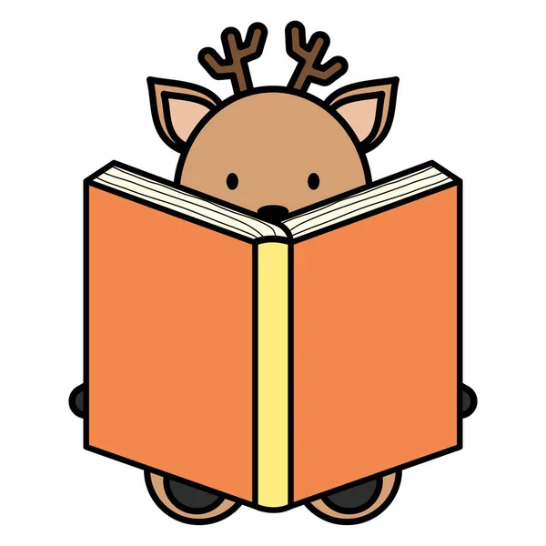 Милий персонаж книги для читання оленів — стоковий вектор