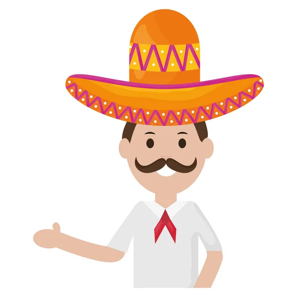 Mexicano homem com chapéu mariachi —  Vetores de Stock