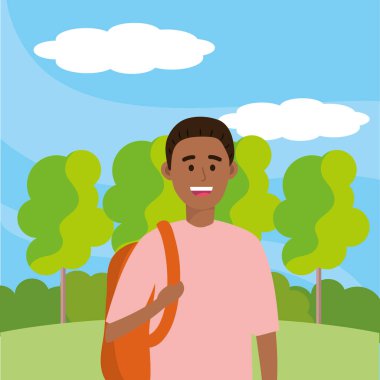 Genç mutlu adam çizgi film