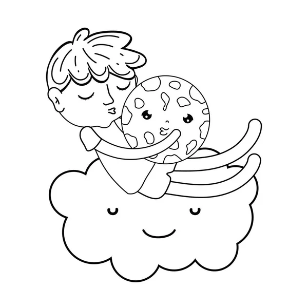 小男孩与饼干卡瓦伊字符 — 图库矢量图片