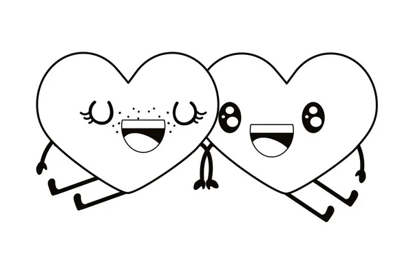 Láska srdce pár kreslených — Stockový vektor