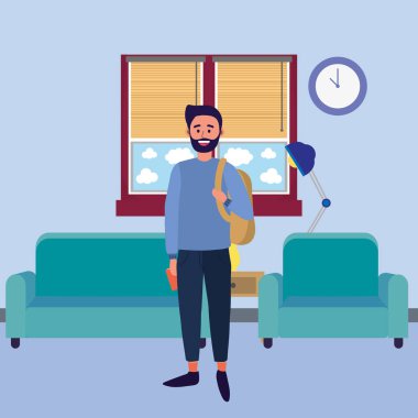 Genç mutlu adam çizgi film