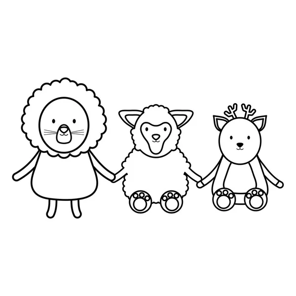 Cute grupy zwierząt dziecinne postacie — Wektor stockowy