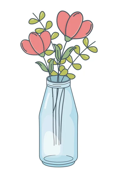 Belle nature fleurs dessin animé — Image vectorielle