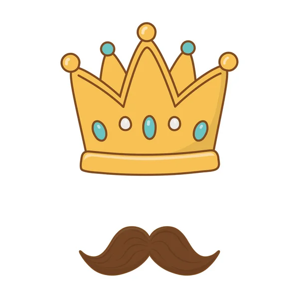 Couronne et moustache — Image vectorielle