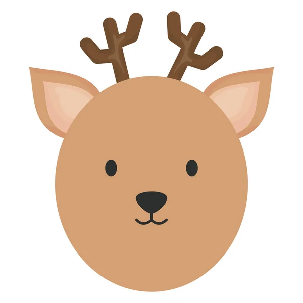 Cute reindeer head childish character — Stock Vector