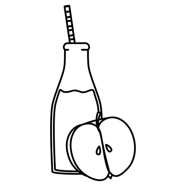 Свіжі фрукти яблучного соку в ботфорті з соломою — стоковий вектор