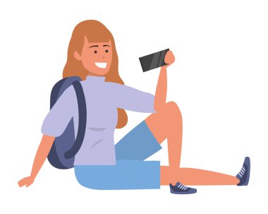 Bin yıllık öğrenci izole akıllı telefonda tarama oturuyor