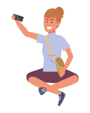 Bin yıllık öğrenci izole akıllı telefonda tarama oturuyor