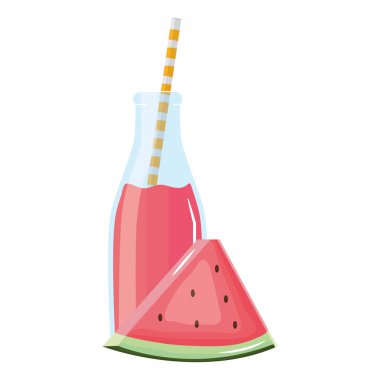 saman ile botttle taze karpuz suyu meyve