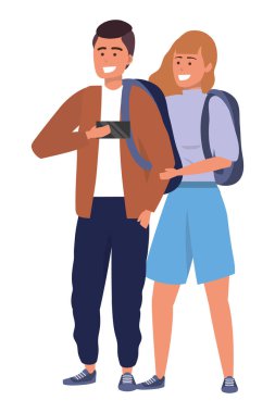 Bin yıllık öğrenci çift gülümsüyor