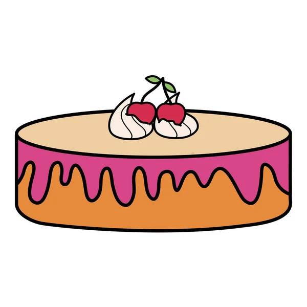 Вкусный Сладкий Торт Векторным Дизайном Вишни — стоковый вектор