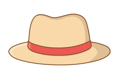 Kırmızı kurdele macera keşif izole vektör illüstrasyon grafik tasarım ile Turist gezisi yaz seyahat hasır şapka